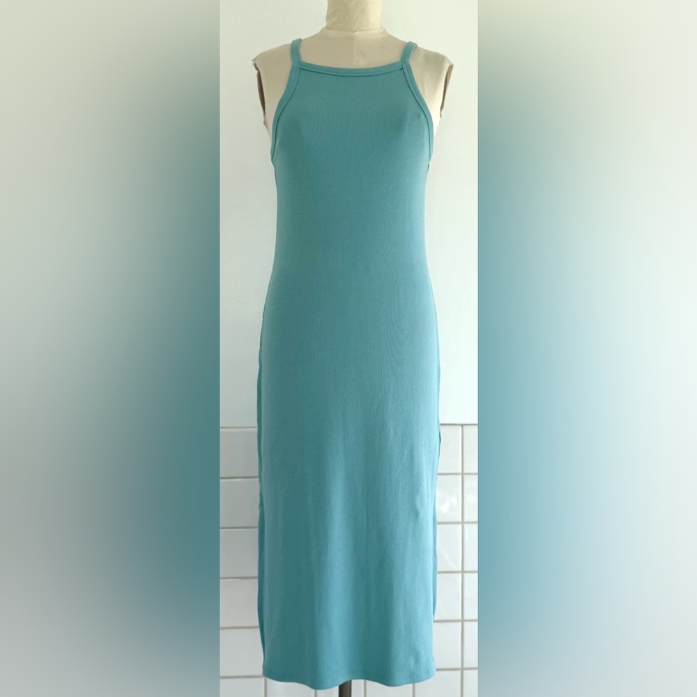 Old Navy LIght Sage Green Midi Rib Knit Body-con Dress NWT SZ: Large